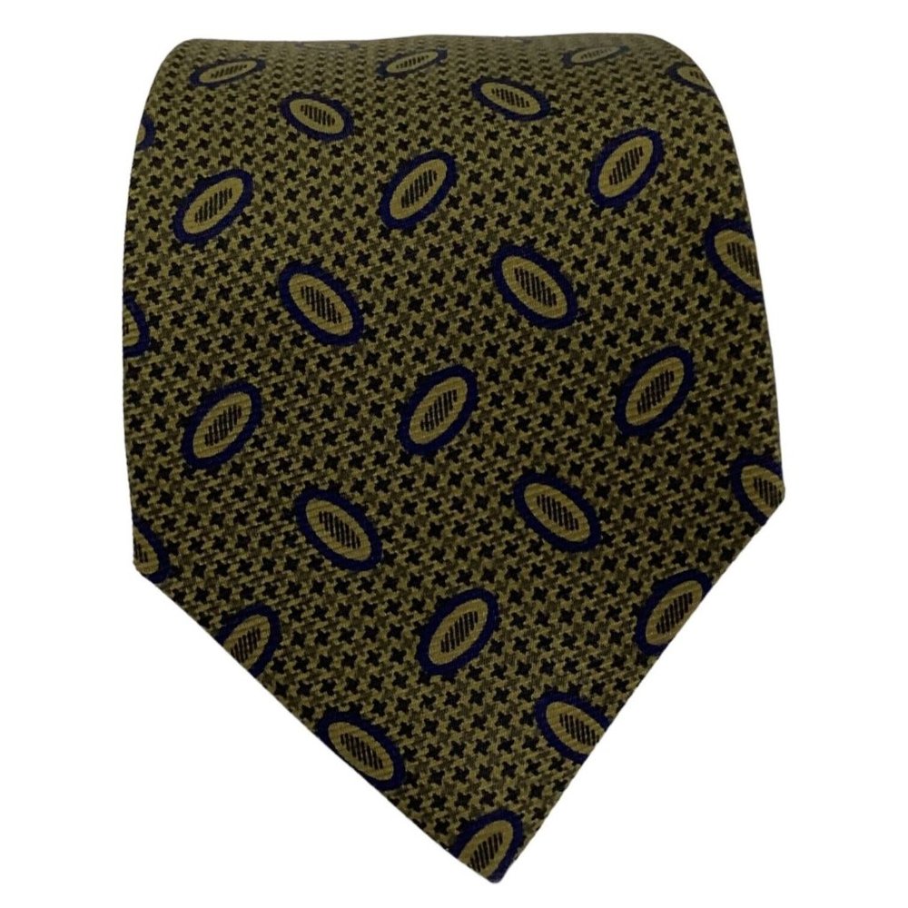 KITON NAPOLI Brown Geometric Silk Tie Made In Italy 60"-4" EX COND